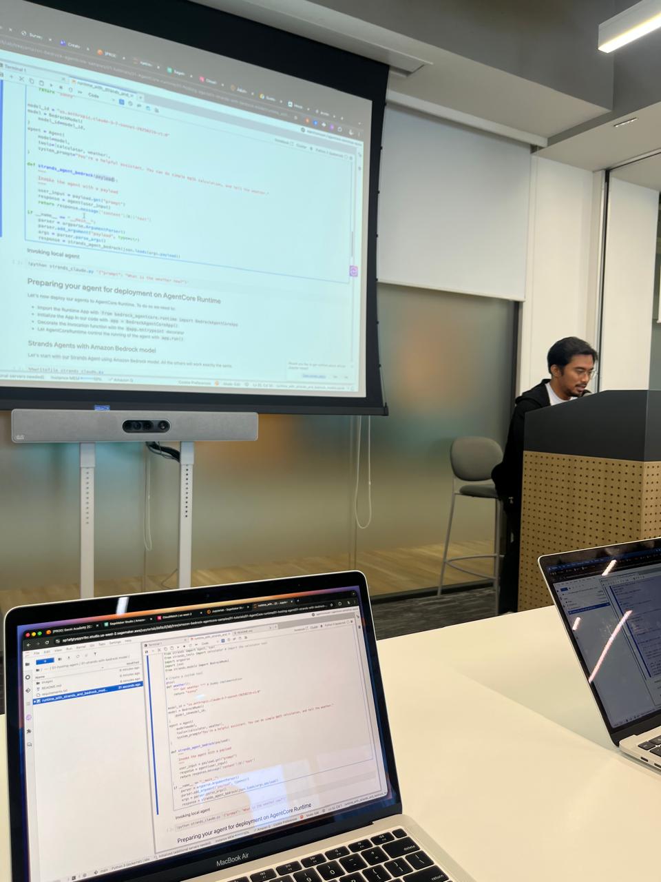 AgentCore merchandise and event materials.